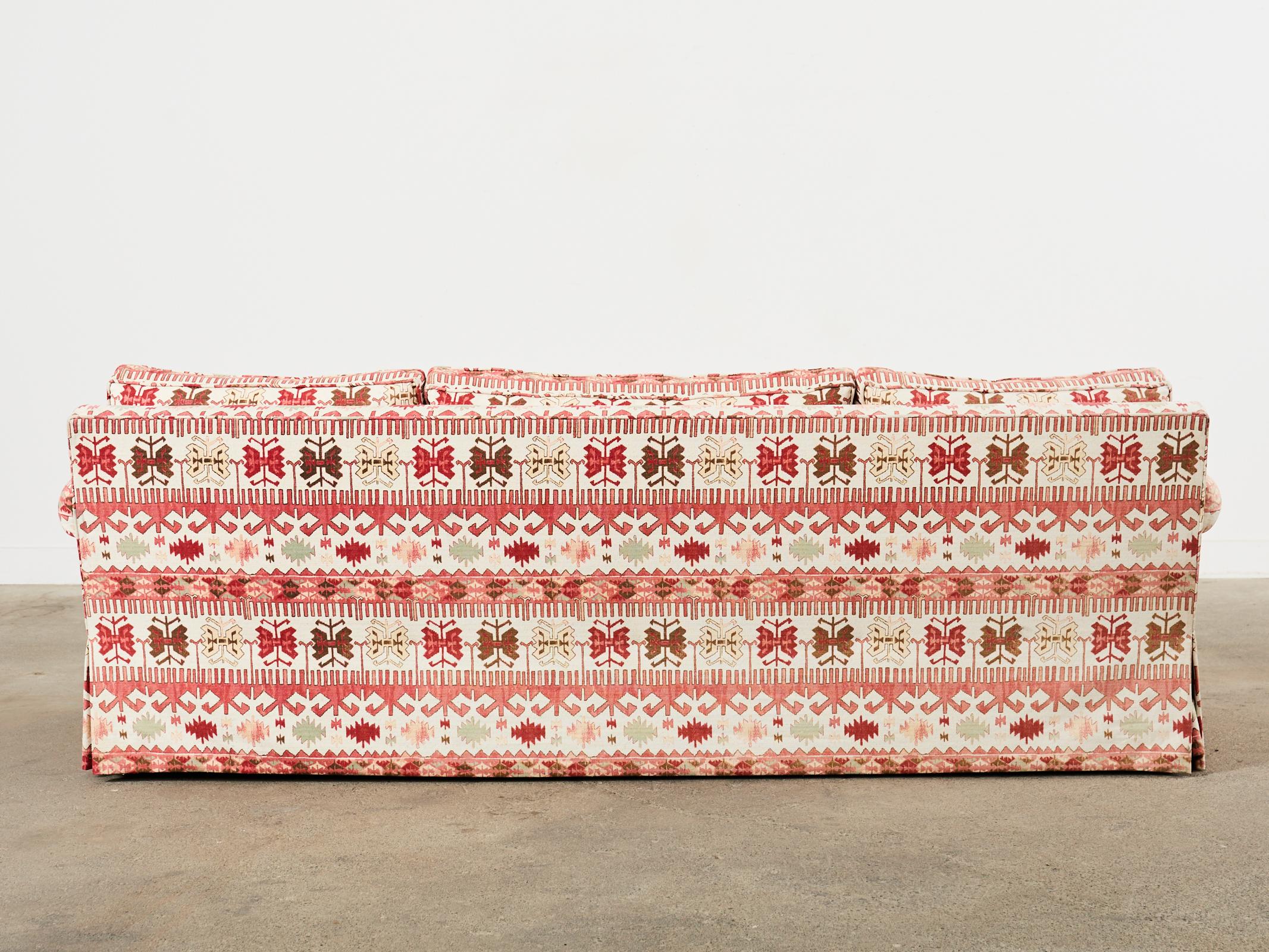 English George Smith Style Kilim Design Upholstered Sofa For Sale 14