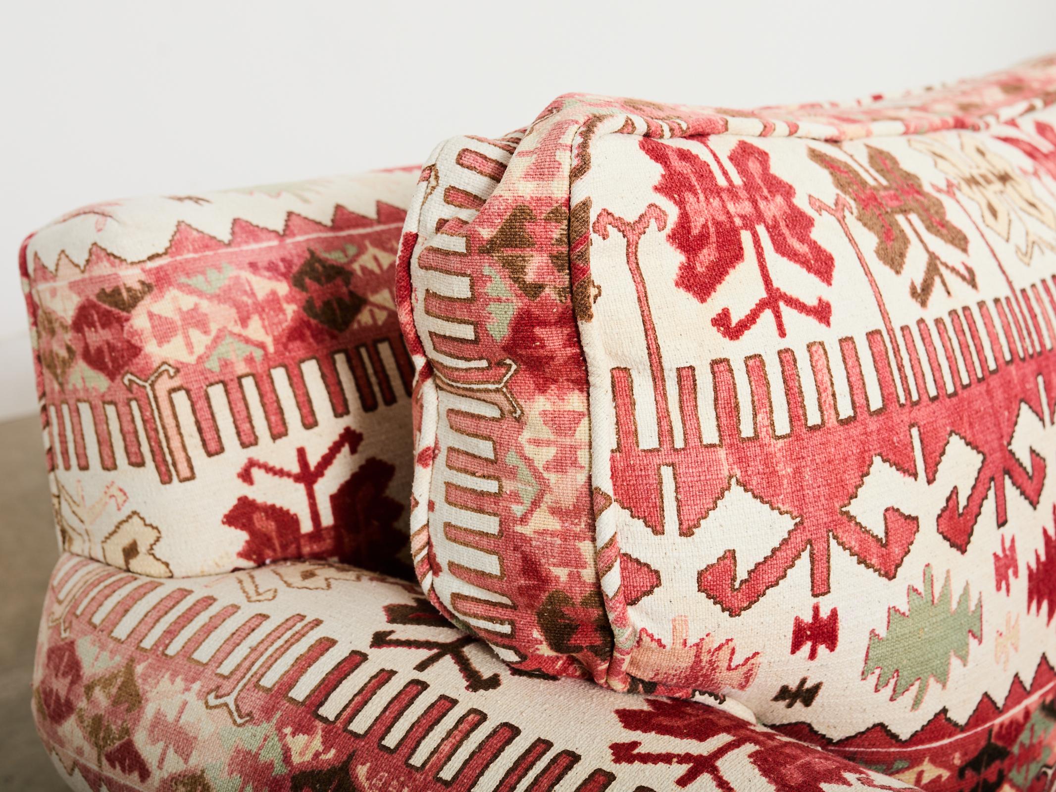 English George Smith Style Kilim Design Upholstered Sofa For Sale 3