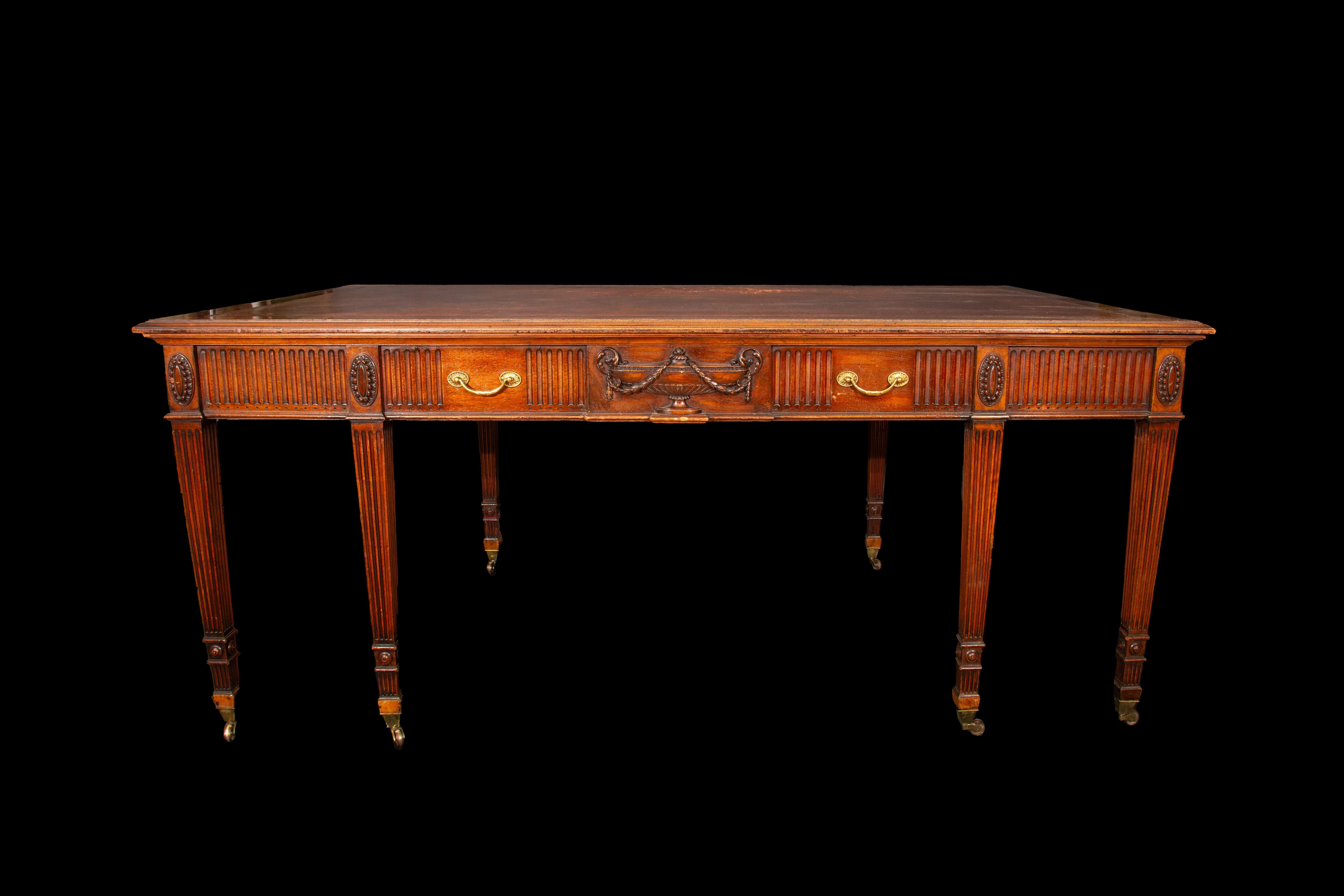 Englisch George the III Partner Schreibtisch / Center Table (Leder) im Angebot
