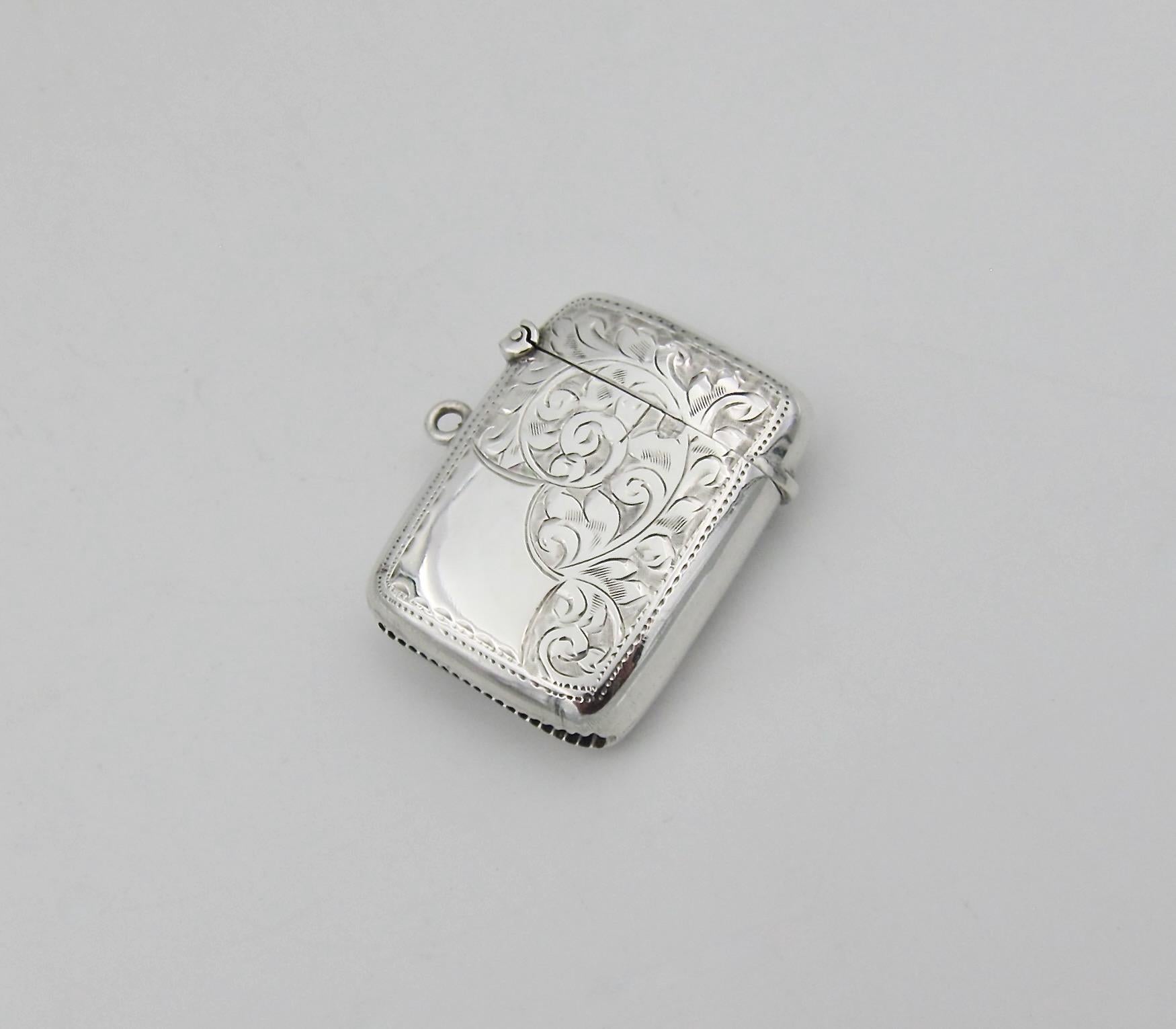 20th Century English George V Sterling Silver Vesta Match Safe by Henry Williamson For Sale