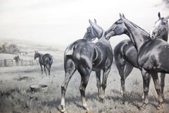 English George Wright Horses in a Field Original Oil Painting