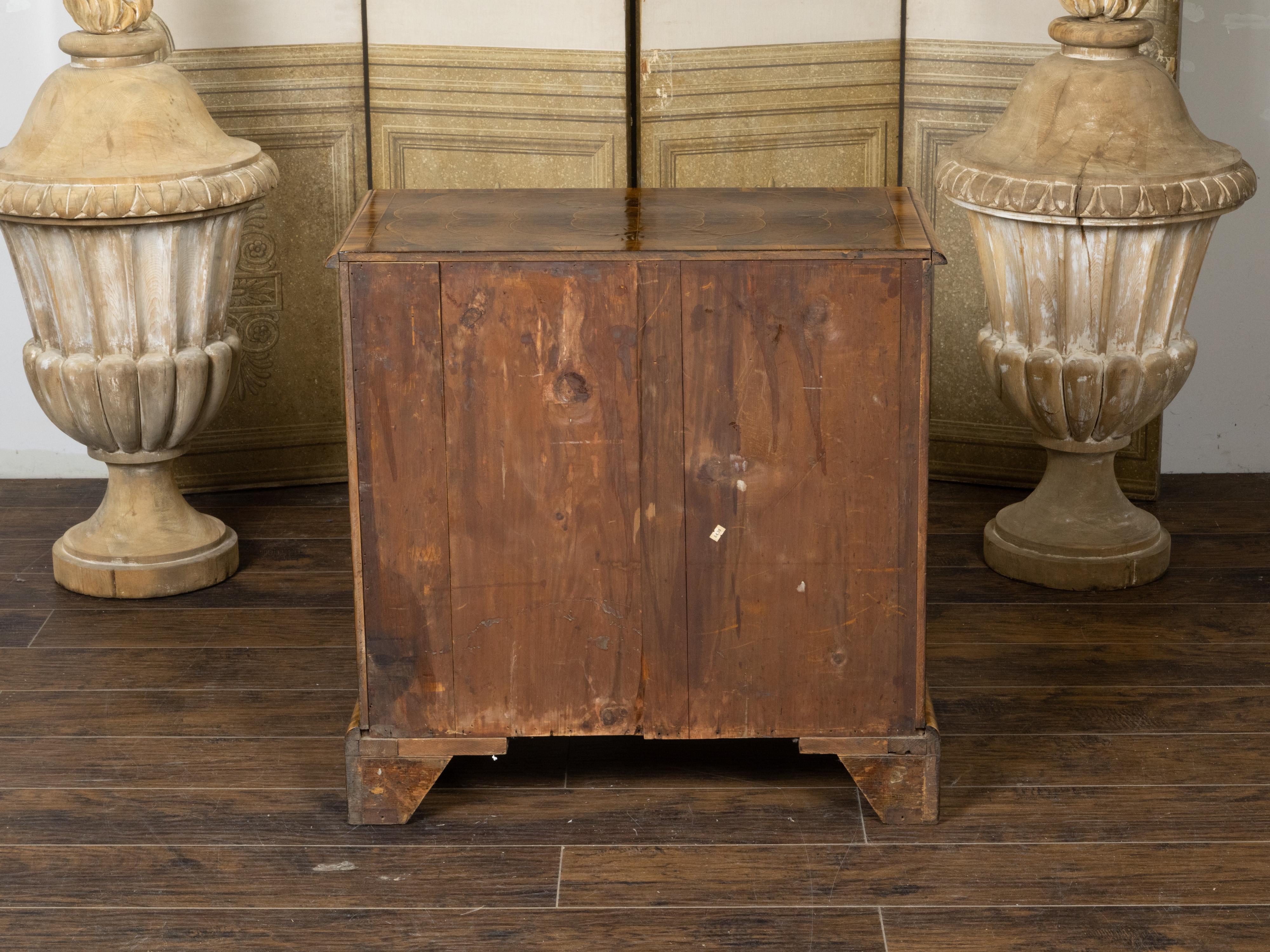 19th Century English Georgian 1800s Five-Drawer Chest with Oyster Veneer and Cross Banding For Sale