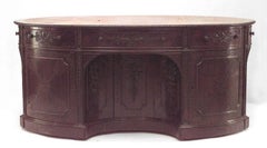 English 19th Century Georgian Style Mahogany Oval Partners Desk with Leather Top