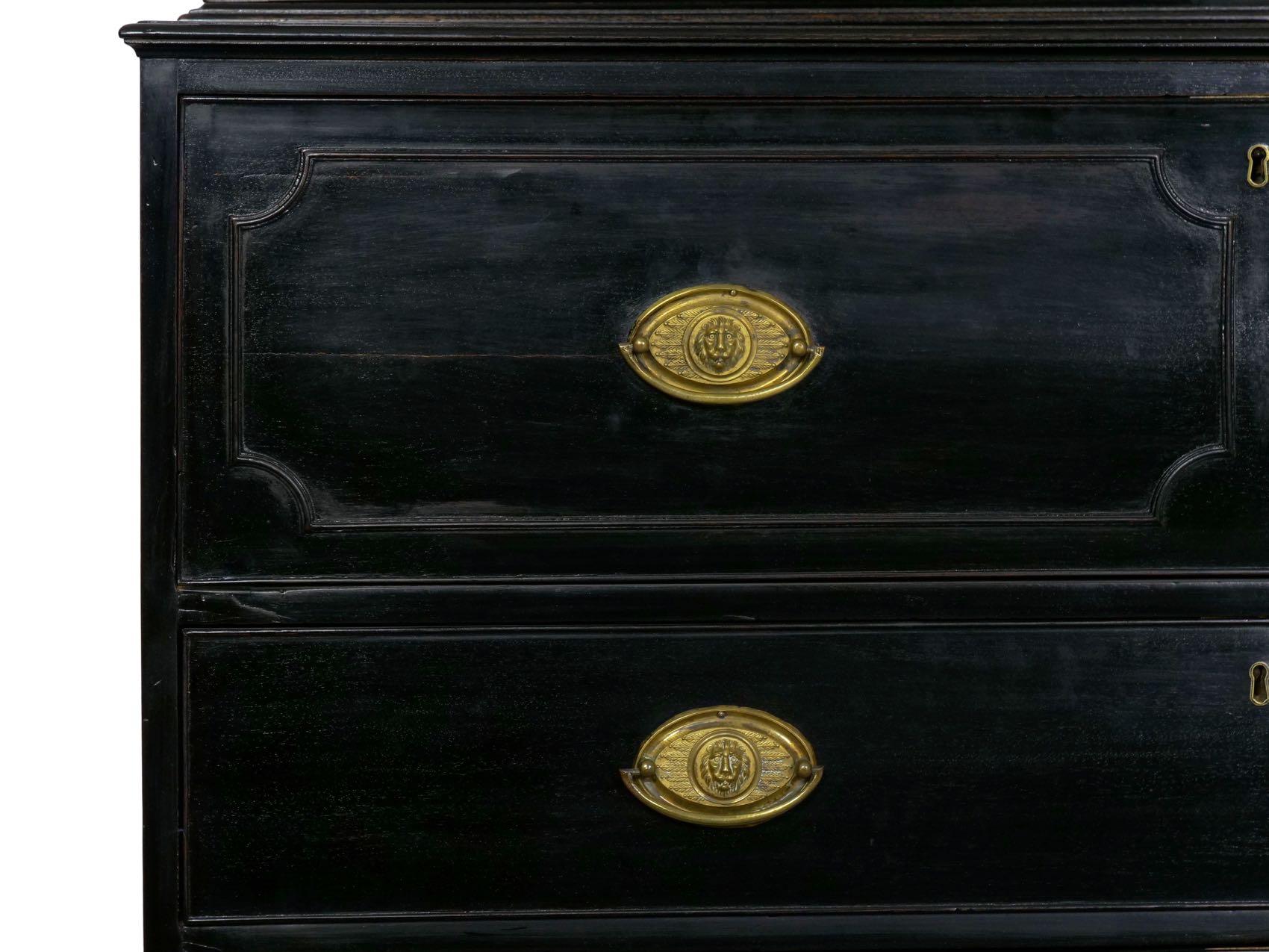 English Georgian Antique Butler’s Secretary Desk with Bookcase, 19th Century 10