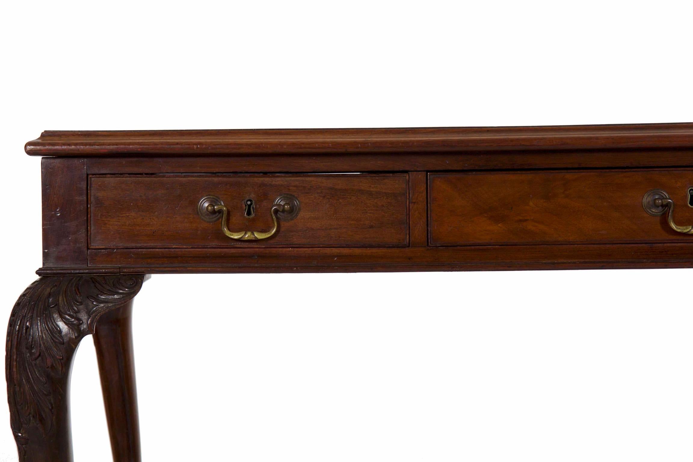 English Georgian Antique Mahogany Library Writing Table Desk In Good Condition In Shippensburg, PA