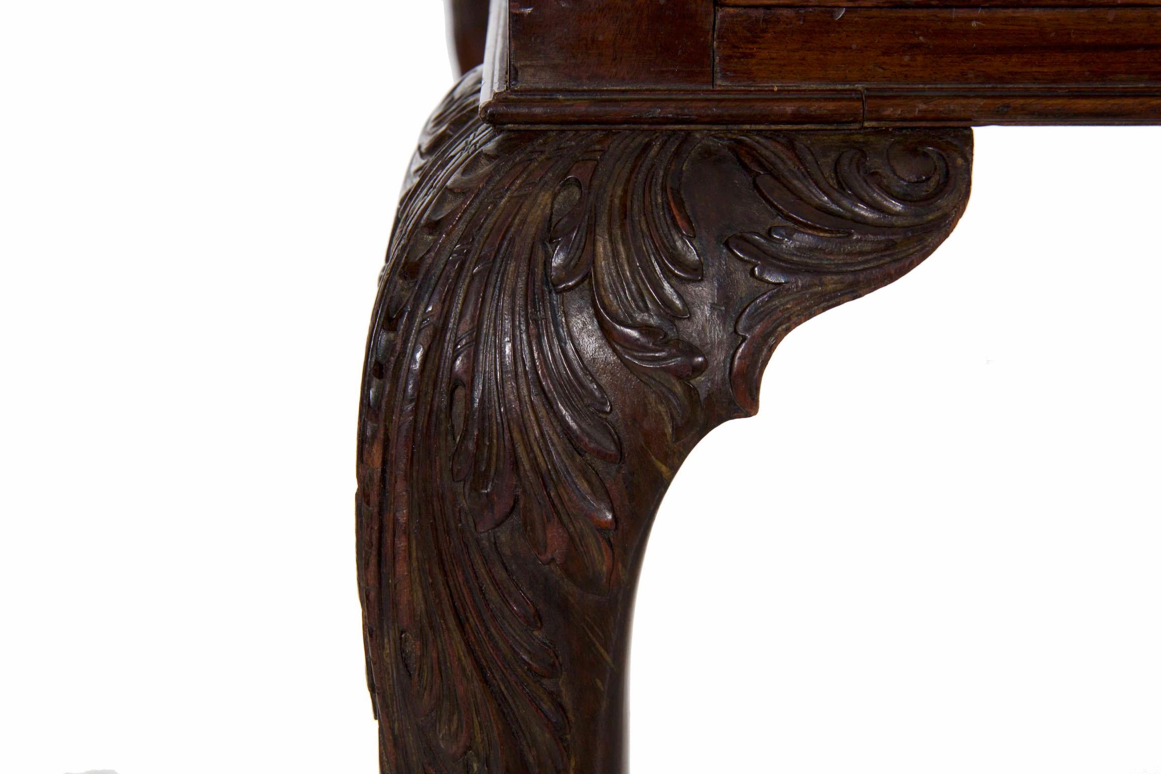 Brass English Georgian Antique Mahogany Library Writing Table Desk