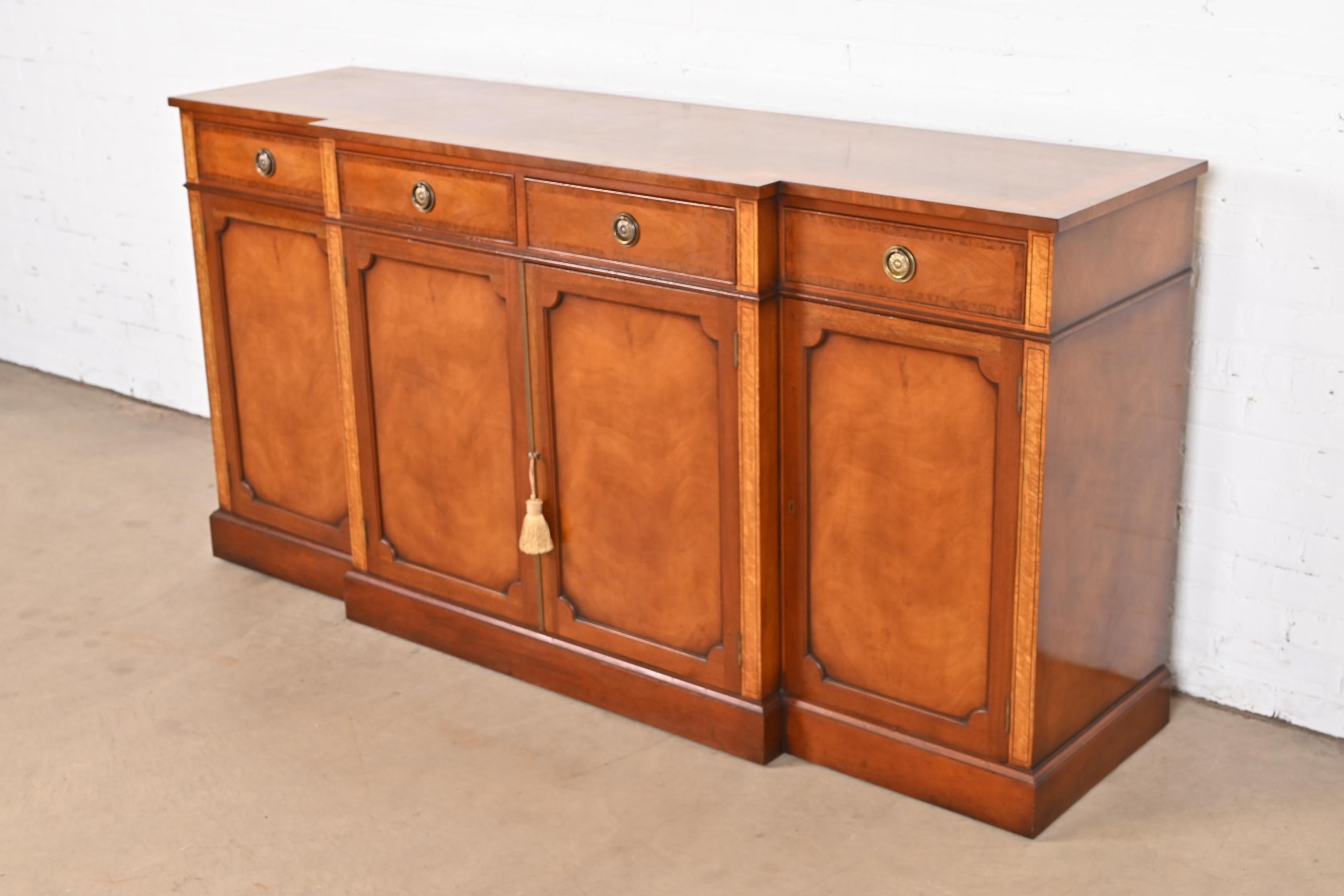 20th Century English Georgian Banded Mahogany Sideboard by Restall Brown & Clennell For Sale