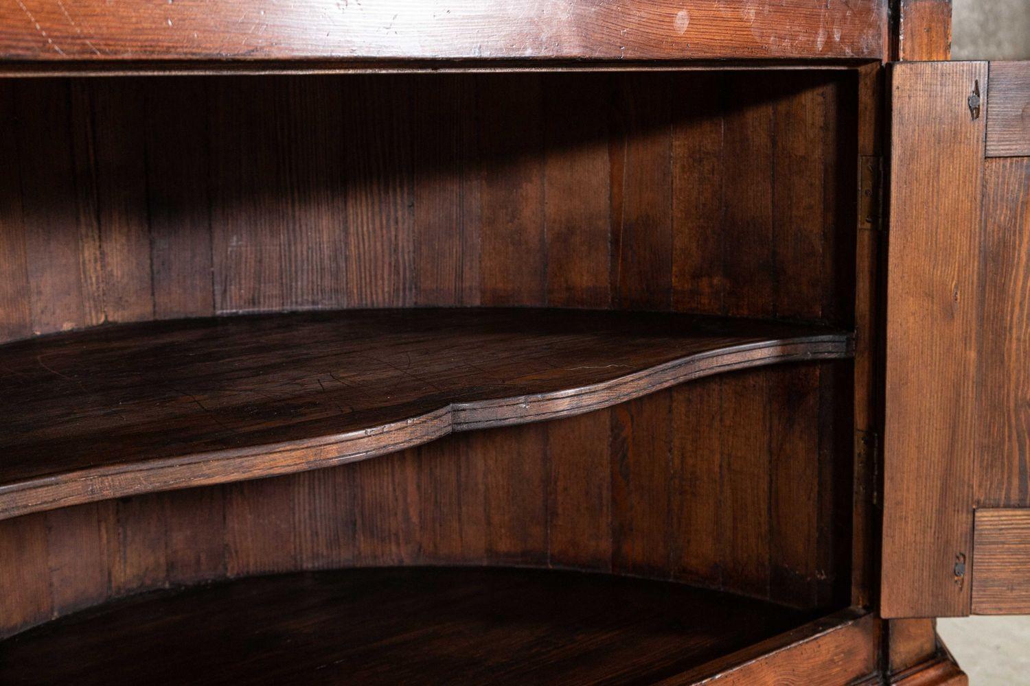 English Georgian Barrel Back Pine Corner Cabinet For Sale 6