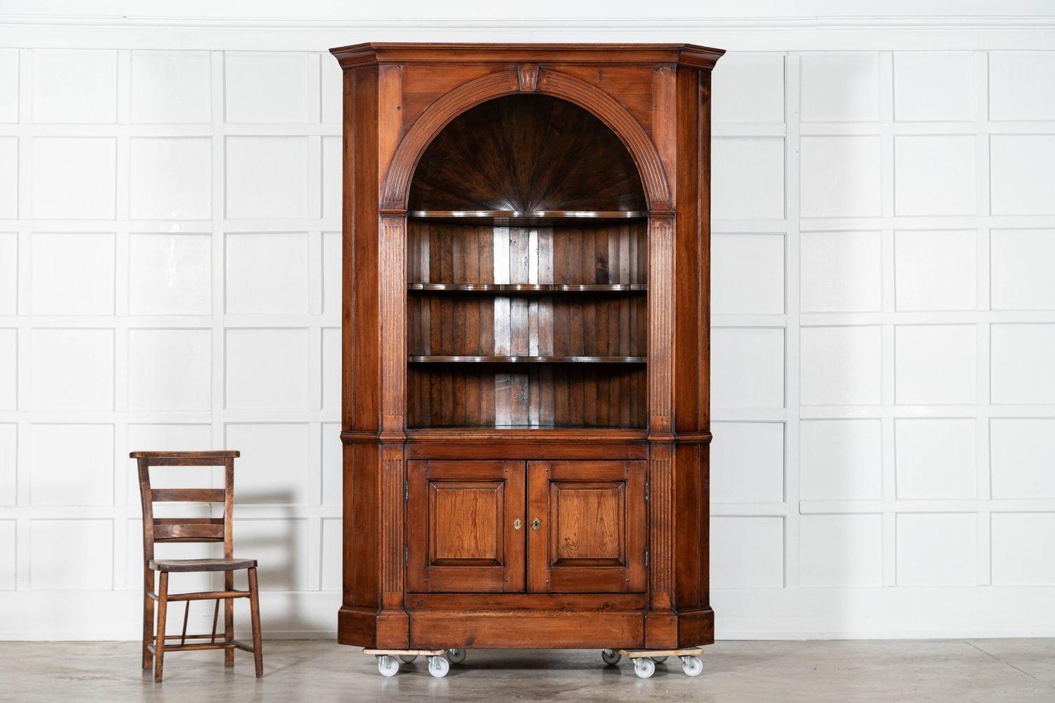 19th Century English Georgian Barrel Back Pine Corner Cabinet For Sale
