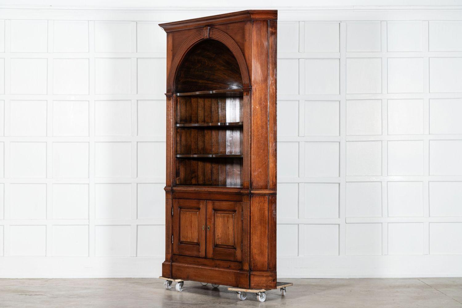 English Georgian Barrel Back Pine Corner Cabinet For Sale 1