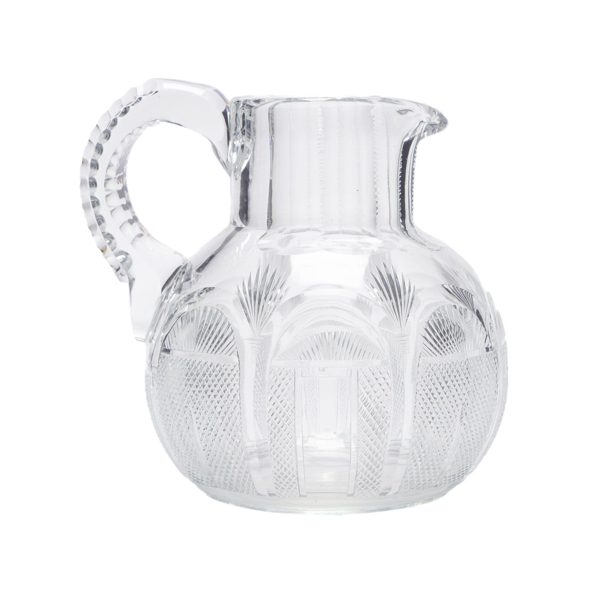 19th Century English Georgian blown and cut glass water/whiskey jug, c. 1830 For Sale