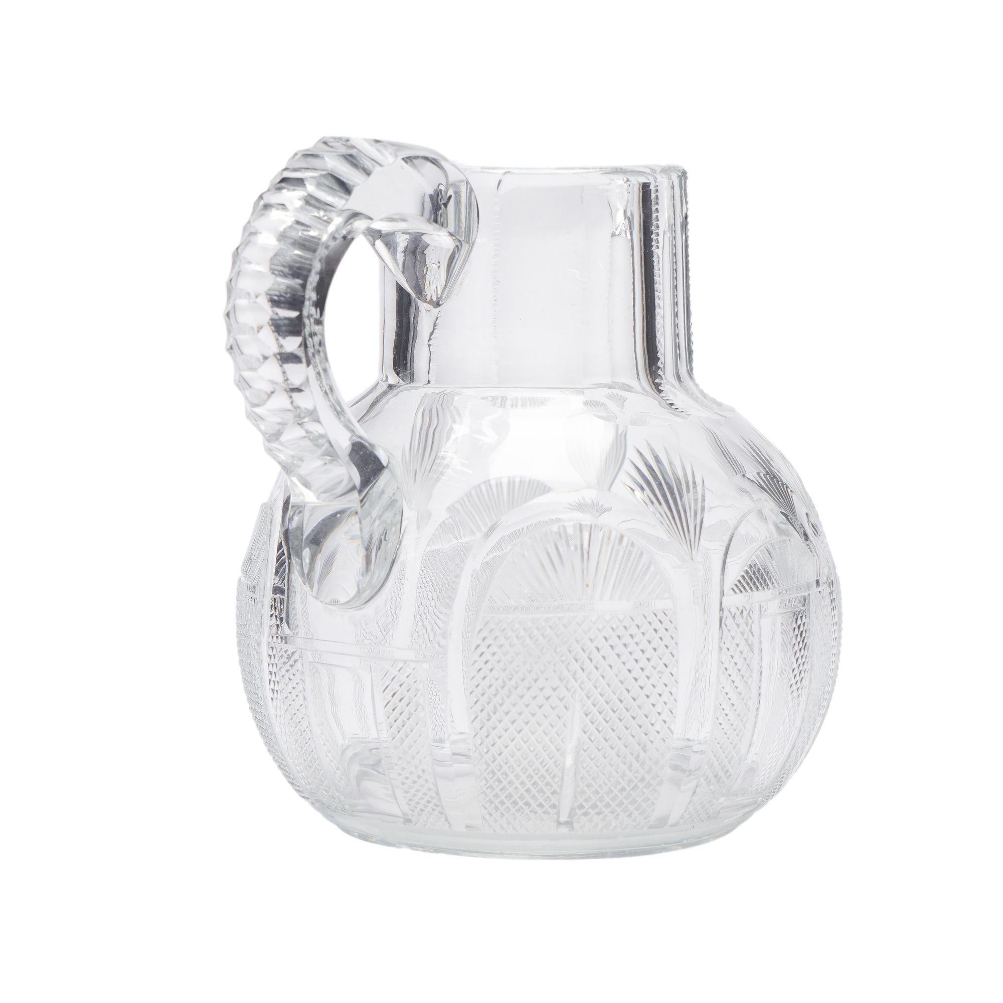 Blown Glass English Georgian blown and cut glass water/whiskey jug, c. 1830 For Sale