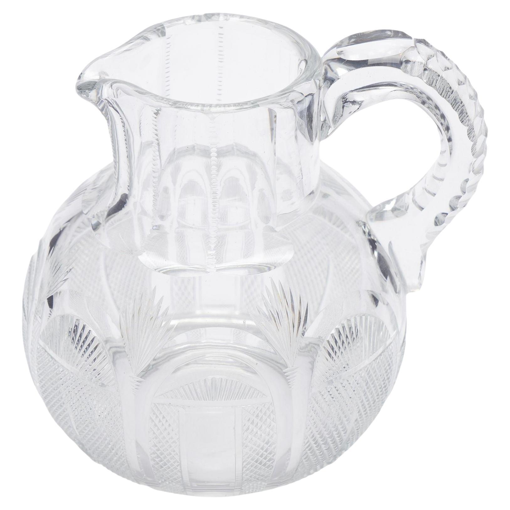 English Georgian blown and cut glass water/whiskey jug, c. 1830 For Sale