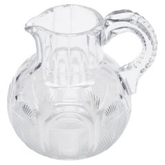 Jarra inglesa georgiana de vidrio soplado y tallado para agua/whisky, c. 1830