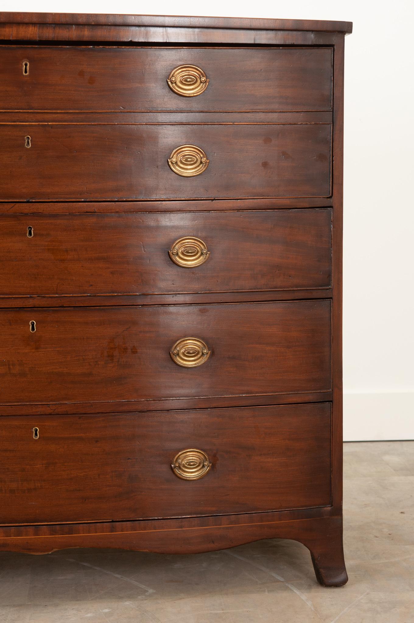 English Georgian Bow Front Chest Desk In Good Condition In Baton Rouge, LA