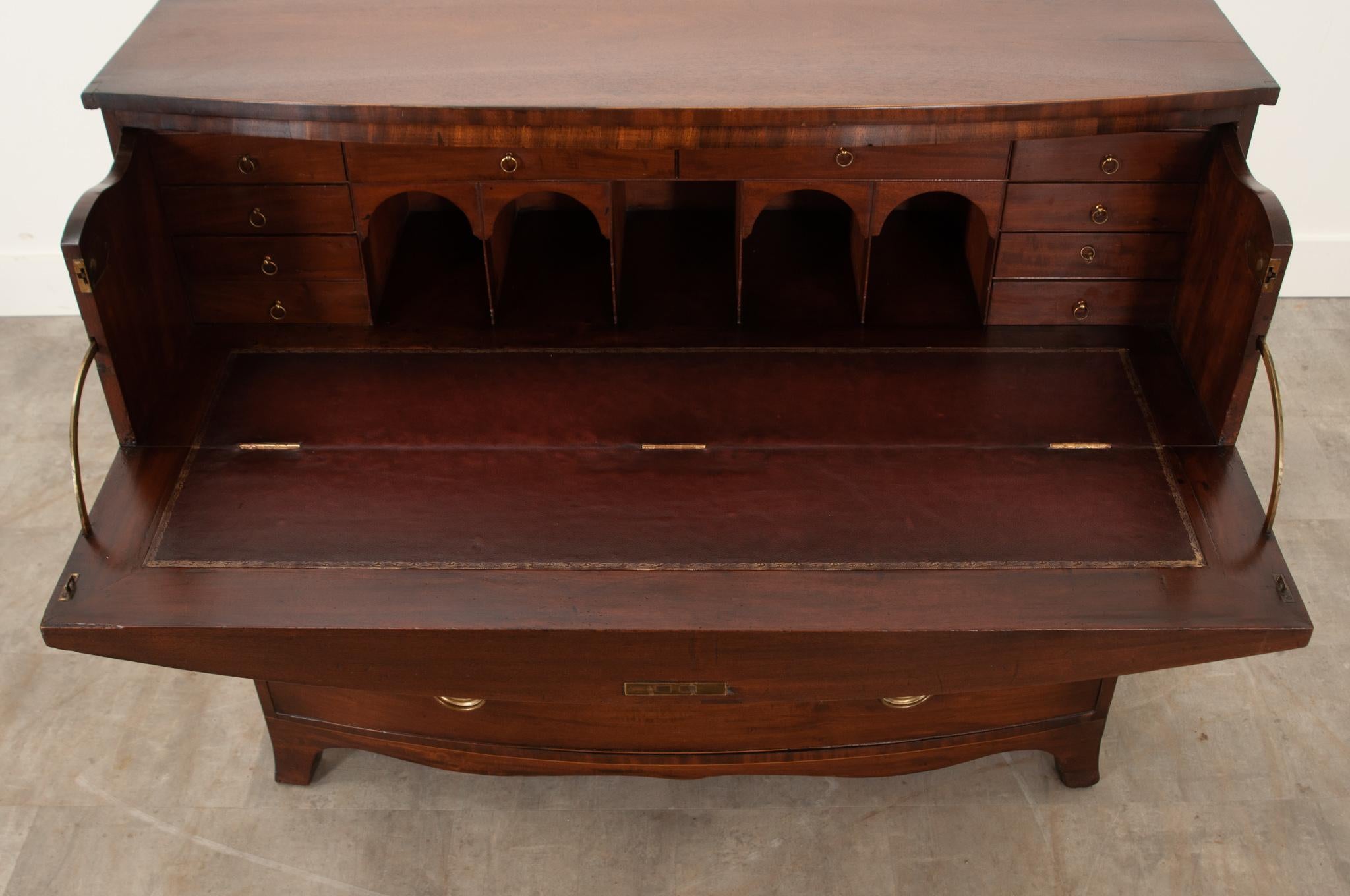 Metal English Georgian Bow Front Chest Desk