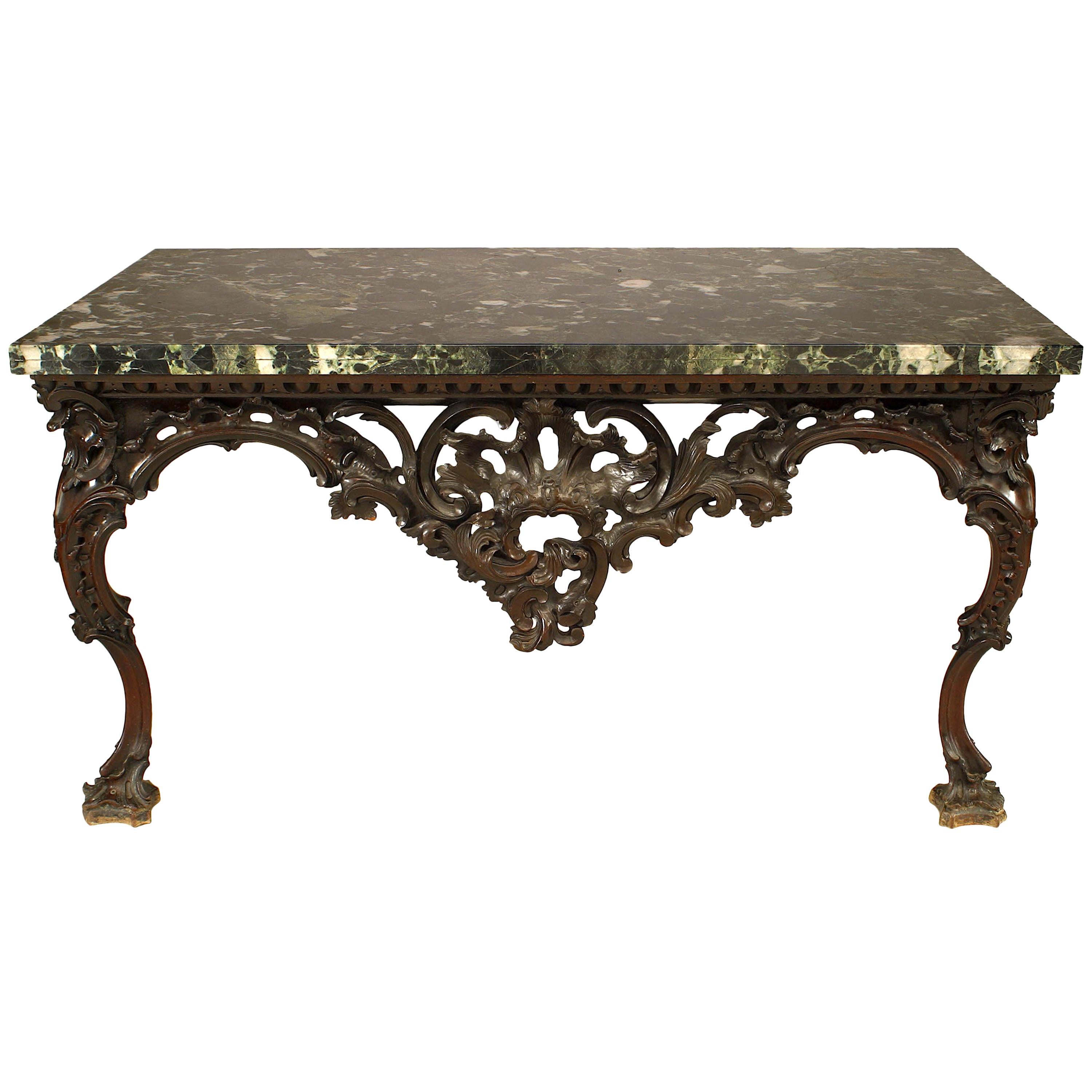 English Georgian Mahogany and Marble Top Console Table