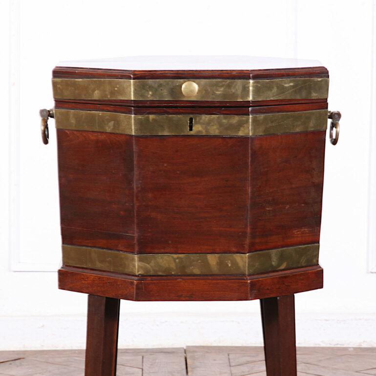 George III English Georgian Brass Bound Cellarette Wine Cooler