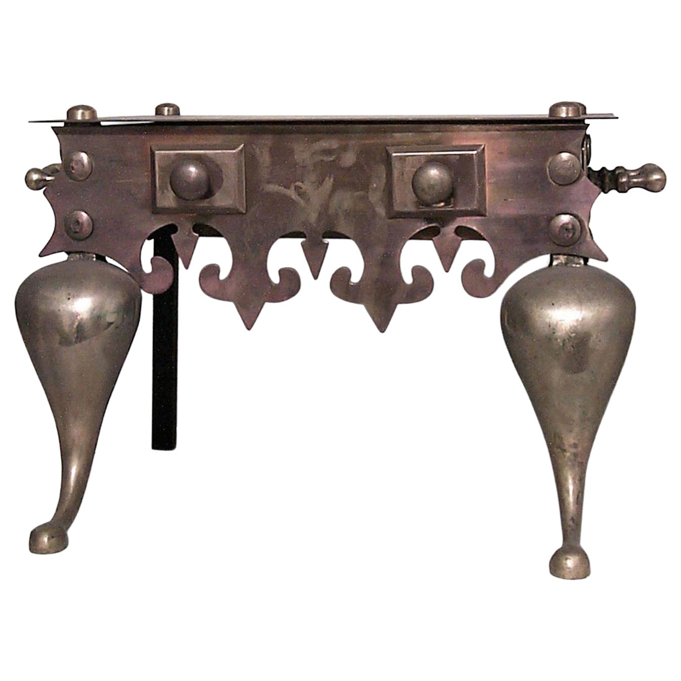 English Georgian Brass Fireplace Trivets For Sale