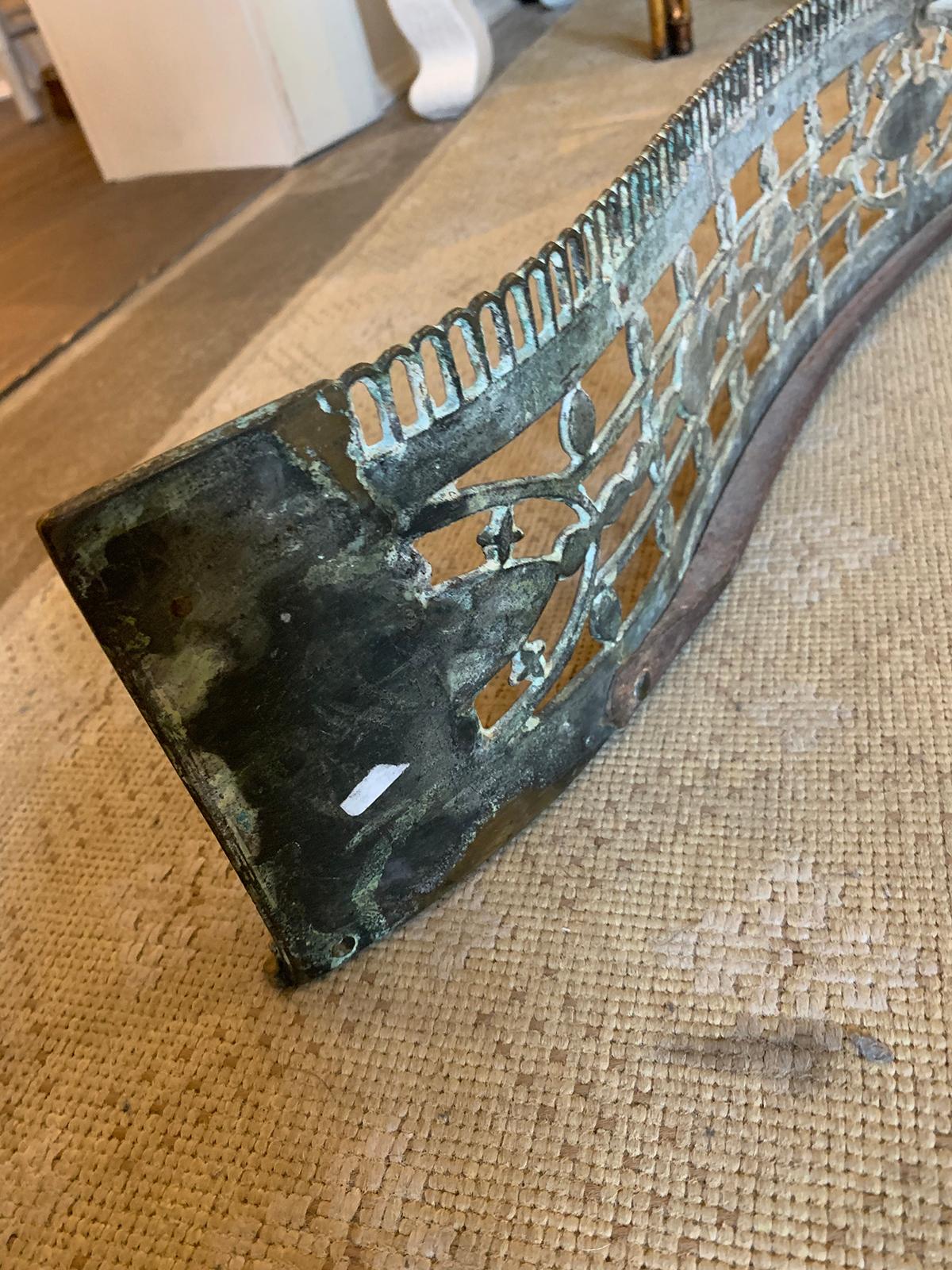 English Georgian Brass Serpentine Pierced Fireplace Fender, circa 1780-1820 5