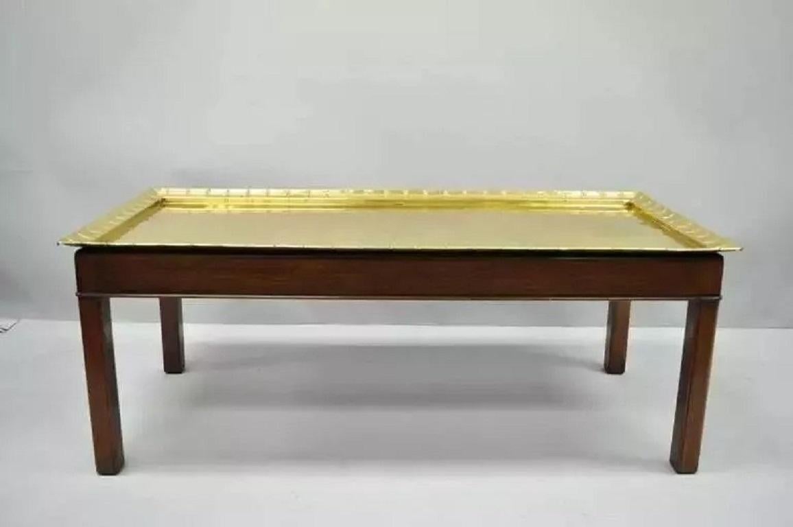 English Georgian Campaign Style Mahogany and Brass Butlers Tray Top Coffee Table 7