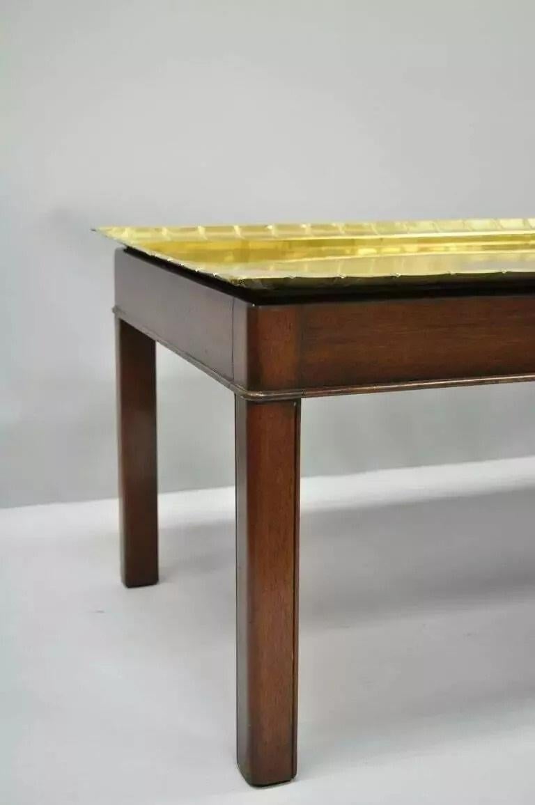 English Georgian Campaign Style Mahogany and Brass Butlers Tray Top Coffee Table 1