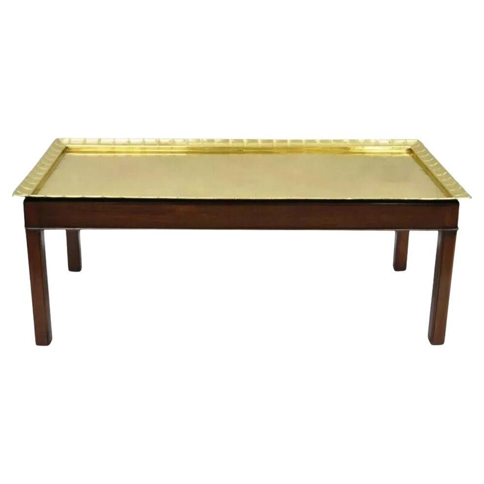 English Georgian Campaign Style Mahogany and Brass Butlers Tray Top Coffee Table
