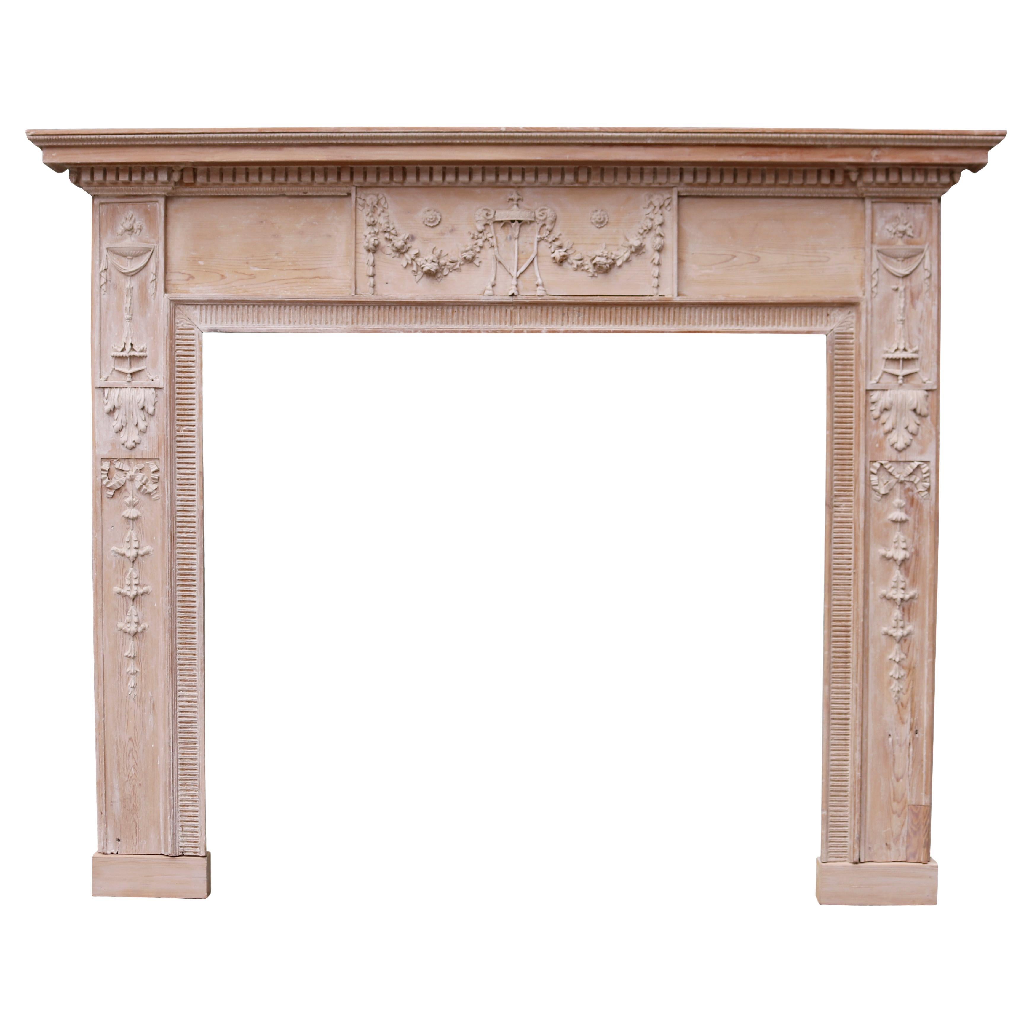 English Georgian Carved Fireplace Surround For Sale