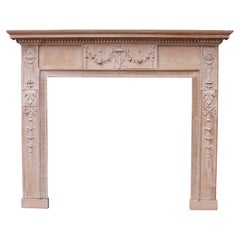 Antique English Georgian Carved Fireplace Surround