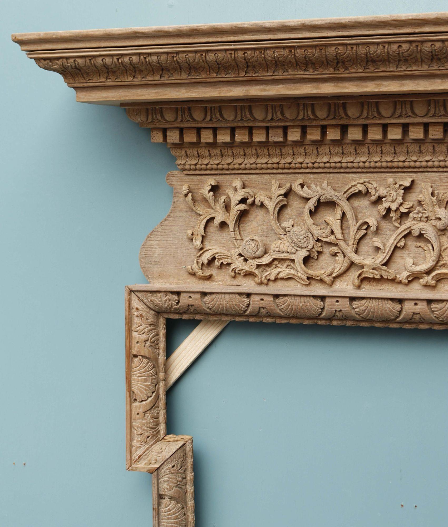 English Georgian Carved Pine Fire Surround In Good Condition For Sale In Wormelow, Herefordshire