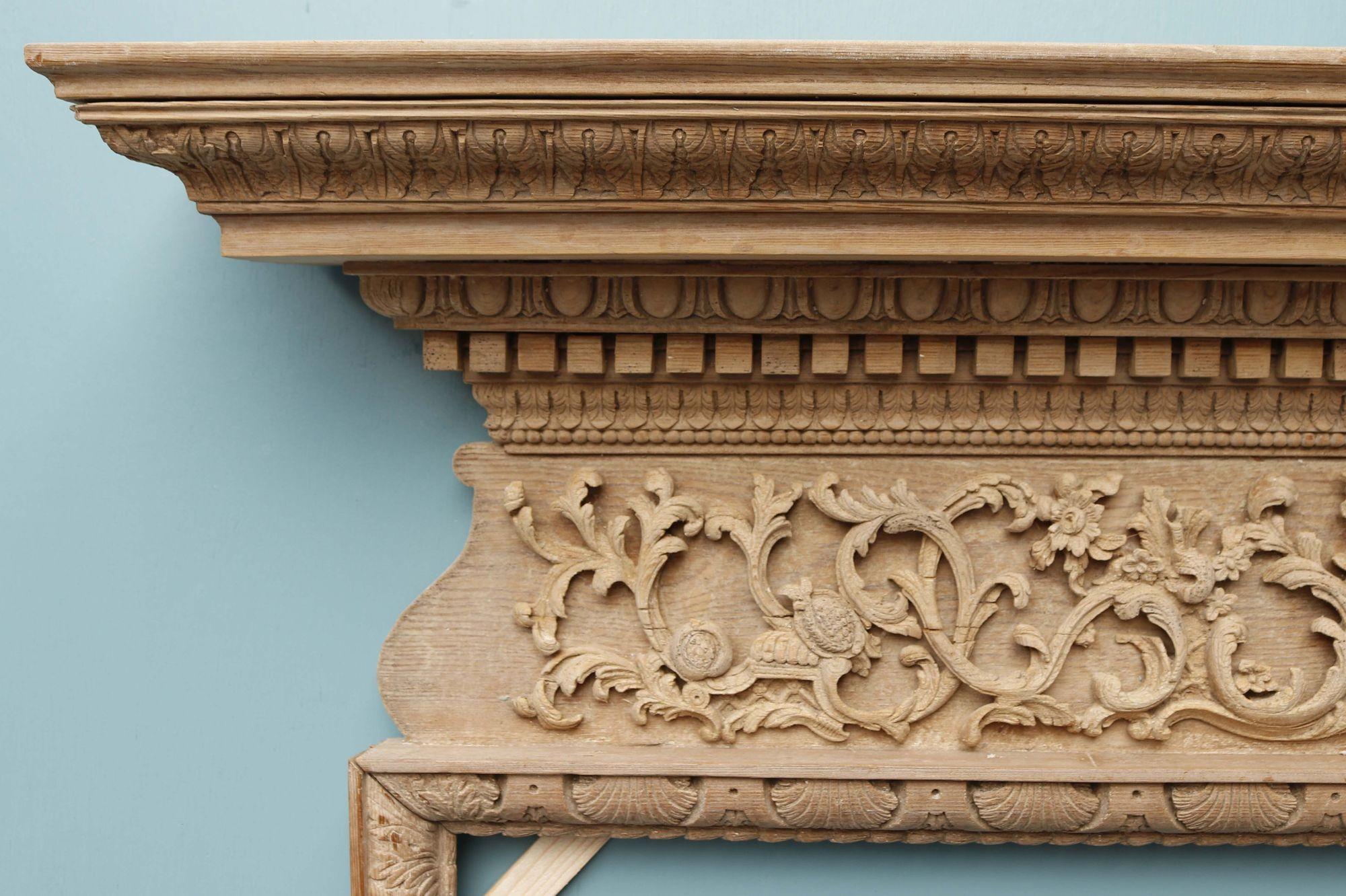 18th Century English Georgian Carved Pine Fire Surround For Sale