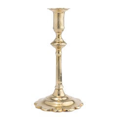 English Georgian cast brass Queen Anne candlestick, c. 1750