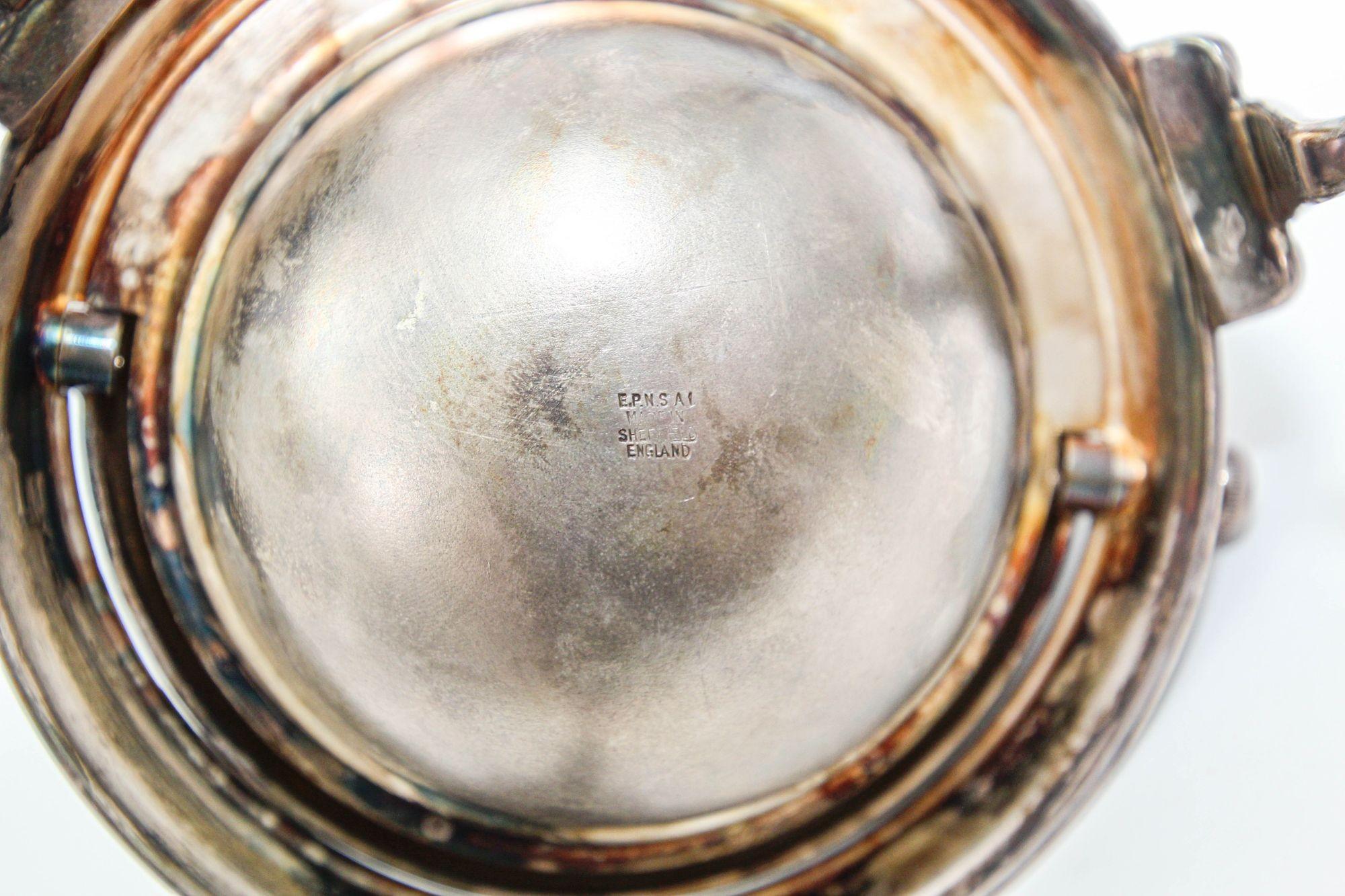 English Georgian Caviar Silver Plate Serving Dish with Revolving Lid Circa 1940 3