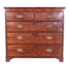 Antique English Georgian Chest of Drawers in Figured Mahogany