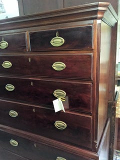 English Georgian Chest on Chest Crotched Mahogany circa 1800 Nice Size and Color