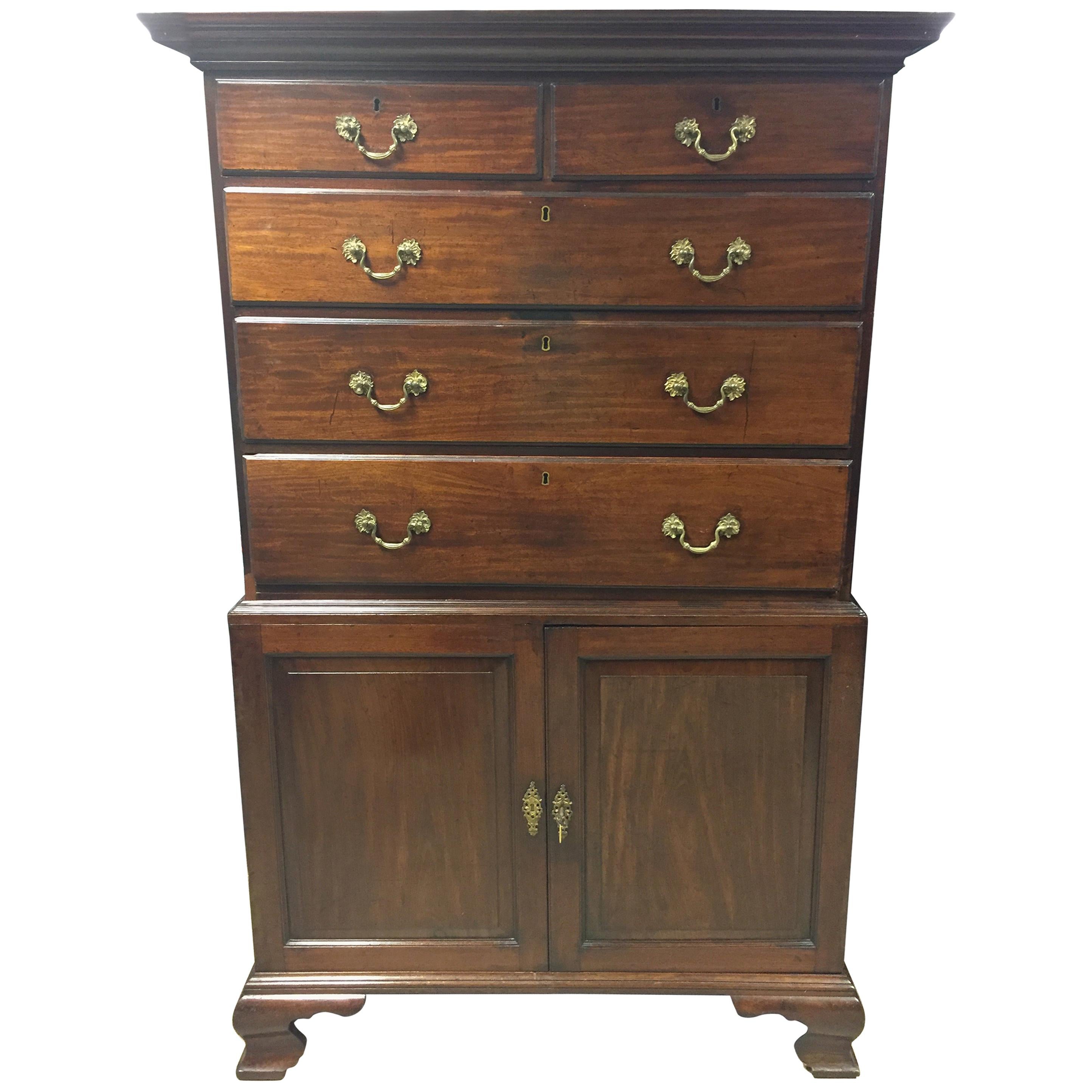 English Georgian Chest on Chest For Sale