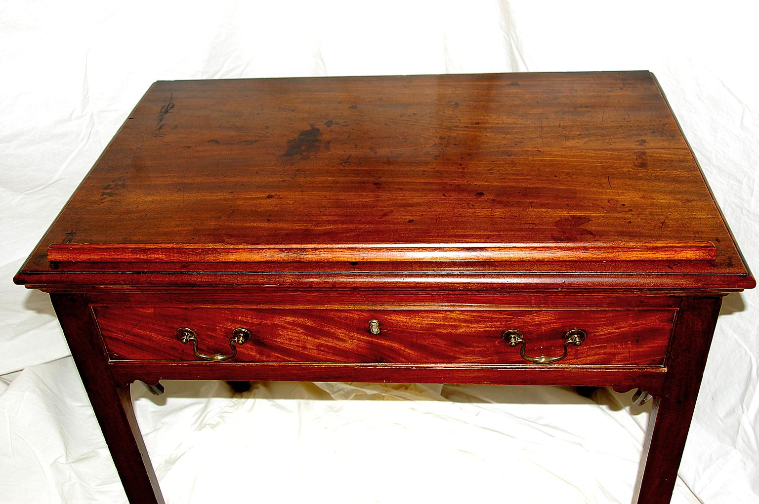 George III English Georgian Chippendale Mahogany Architect's Table with Candle Slides