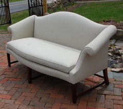 English Georgian Period Chippendale Camel Back Sofa Mahogany with Molded Legs