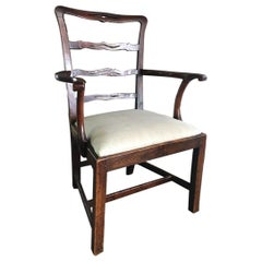 English Georgian Chippendale Ladderback Armchair, 18th Century