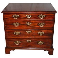 English Georgian Chippendale Mahogany Chest of Four Graduated Drawers