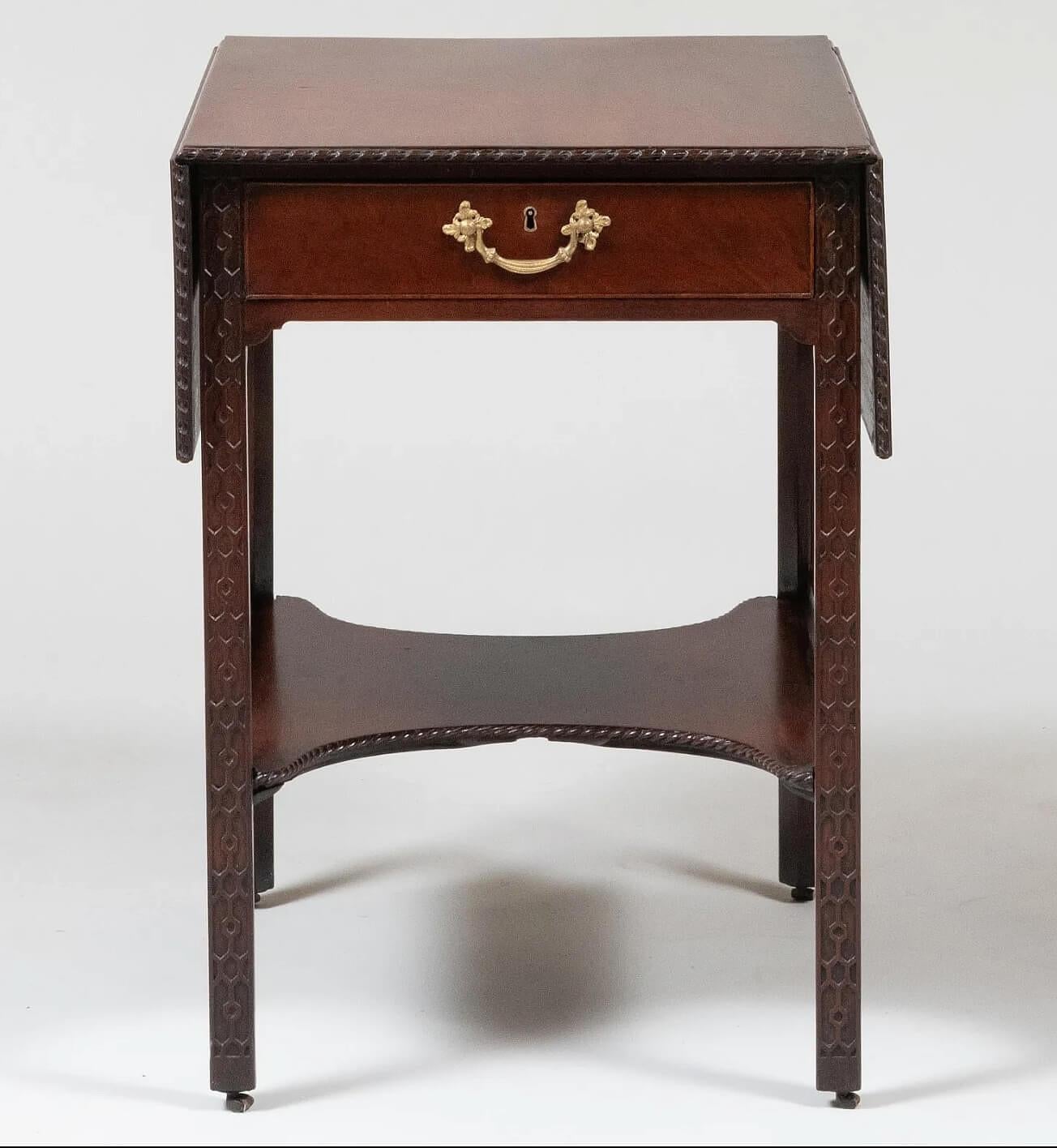 Chinese Chippendale English Georgian Chippendale Mahogany Double-Sided Pembroke Table, circa 1760 For Sale