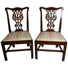 English Georgian Chippendale Mahogany Pair of Chairs