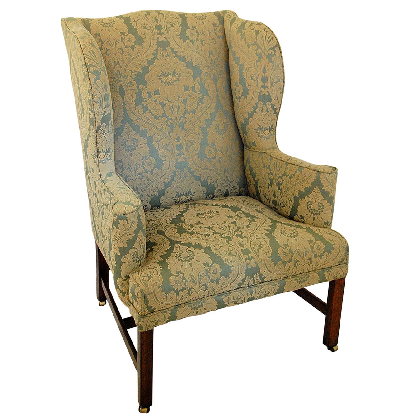English Georgian Chippendale Mahogany Period Wing Chair