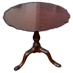 Used English Georgian Chippendale Mahogany Piecrust Tilt and Turn Table 18th Century