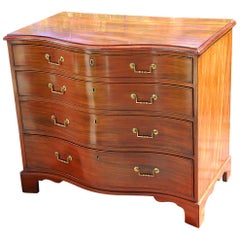 English Georgian Chippendale Period Serpentine Mahogany Chest of Four Drawers