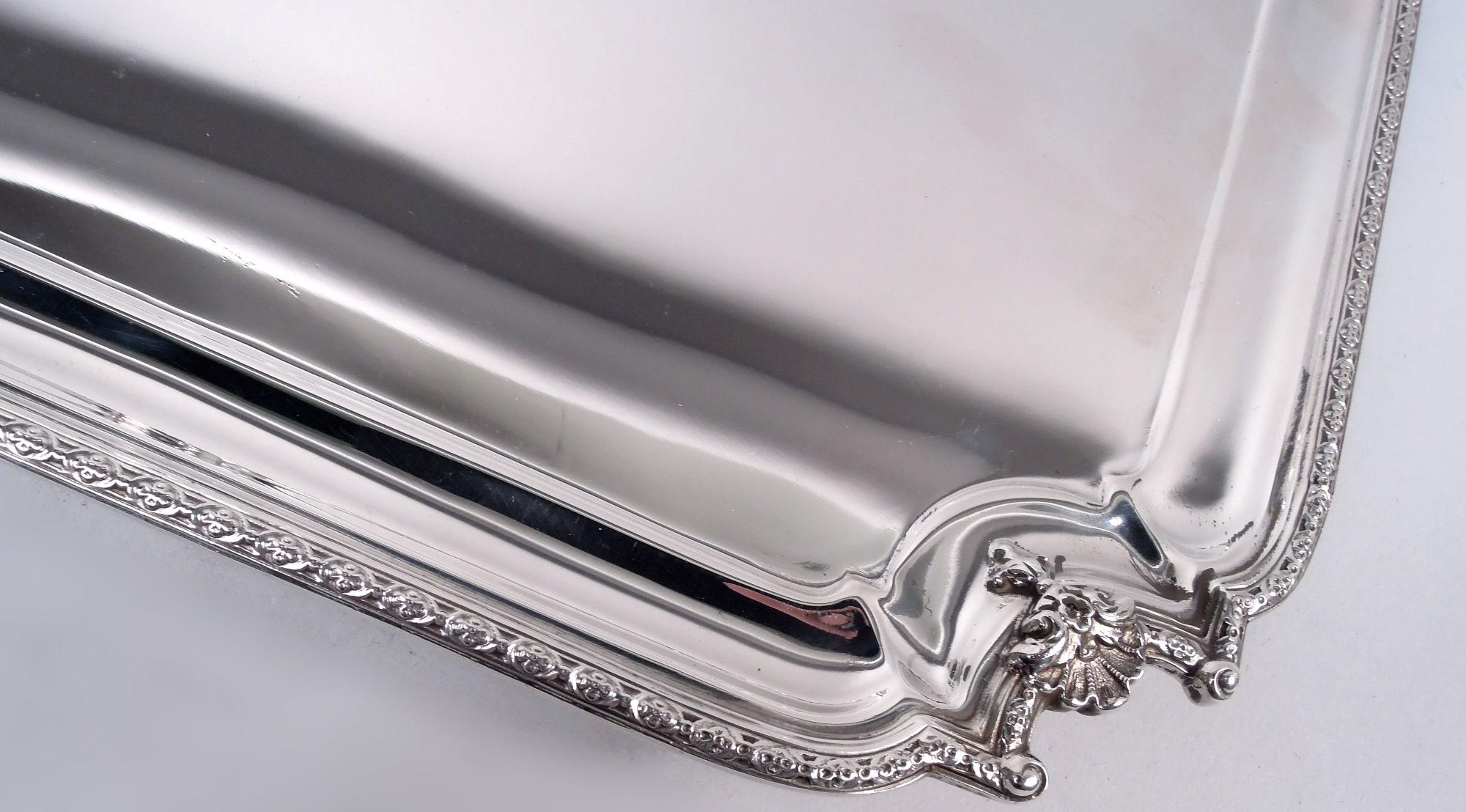 English Georgian Classical Square Cartouche Salver, 1954 In Good Condition For Sale In New York, NY