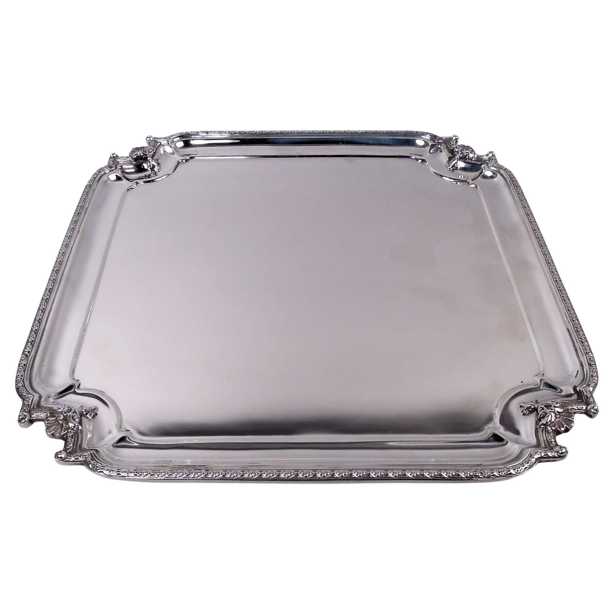 English Georgian Classical Square Cartouche Salver, 1954