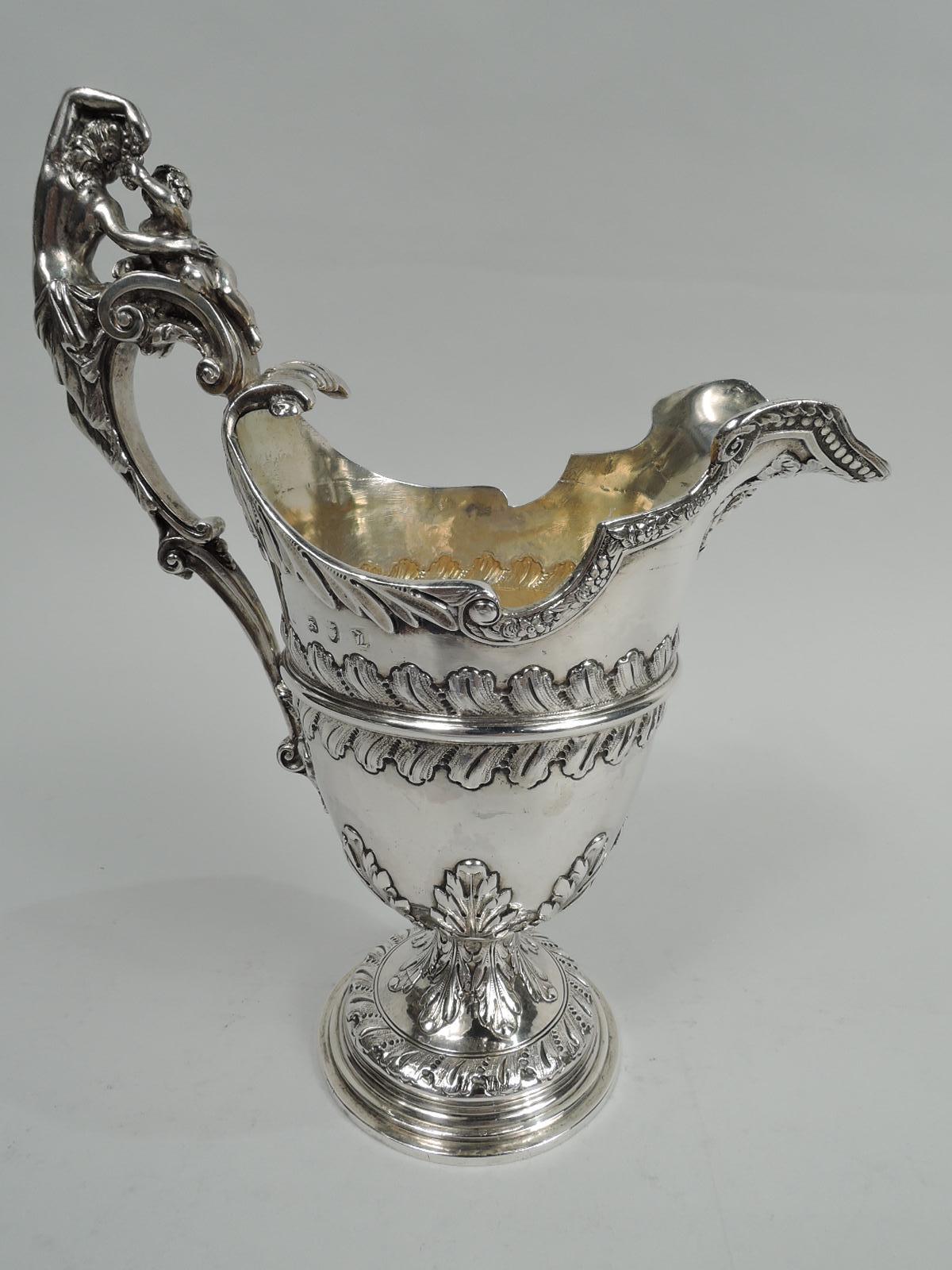 18th Century and Earlier English Georgian Classical Sterling Silver Ewer, 18th Century For Sale