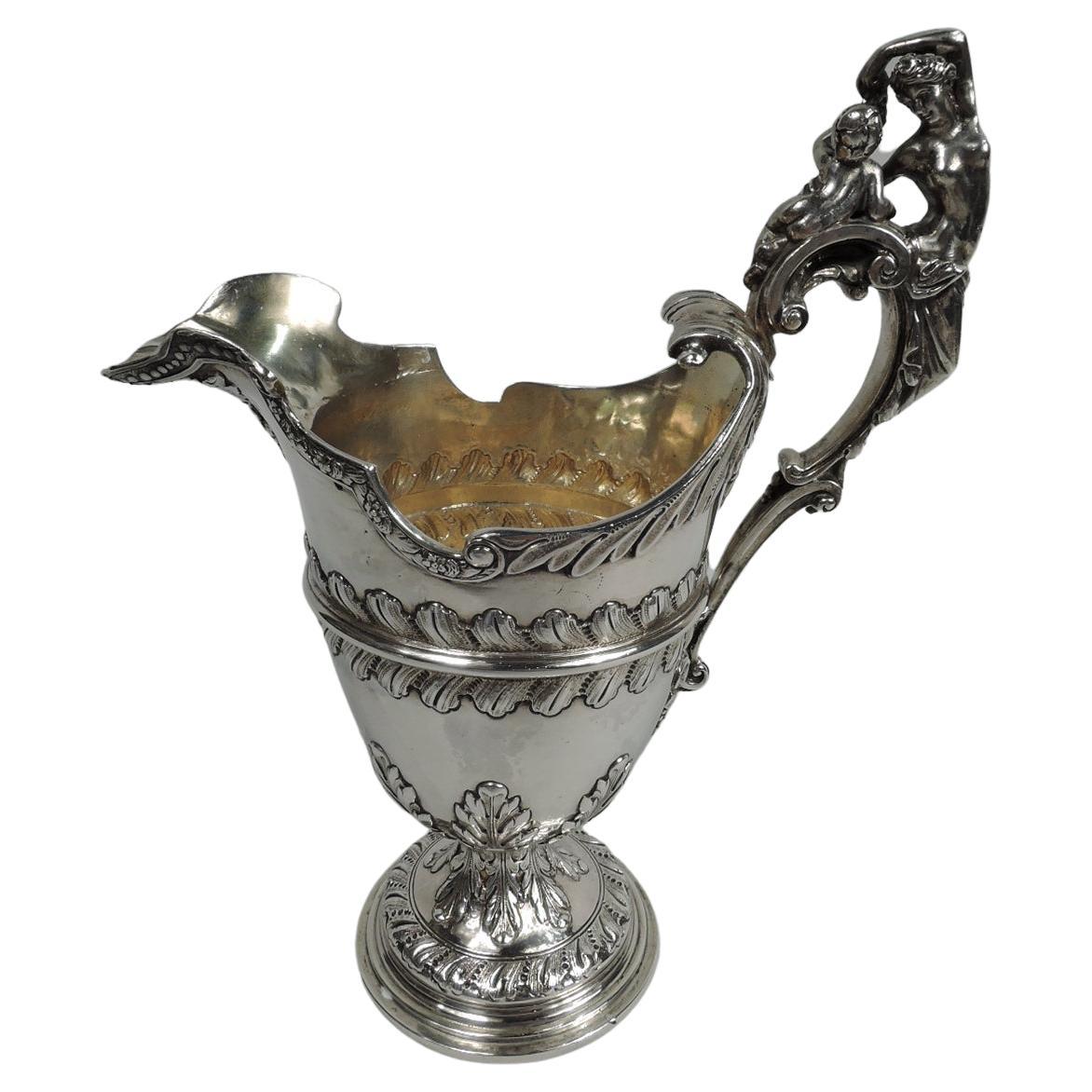 English Georgian Classical Sterling Silver Ewer, 18th Century For Sale