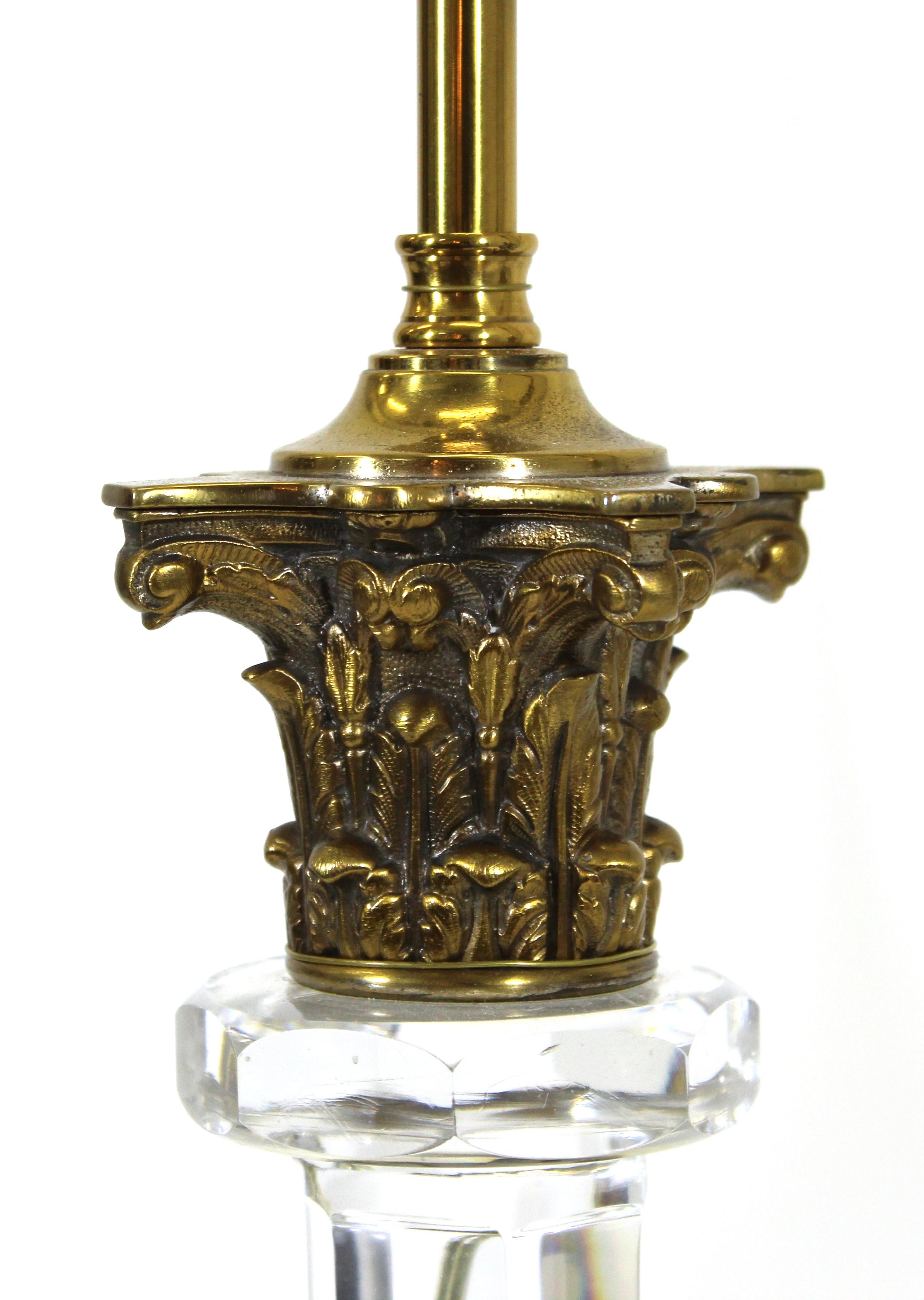 19th Century English Georgian Cut Glass Column Table Lamps